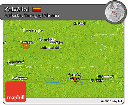 Physical Panoramic Map of Kalvėliai
