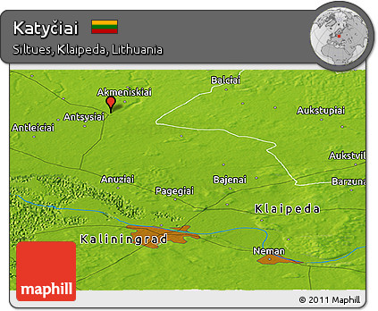 Physical Panoramic Map of Katyčiai