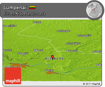 Physical Panoramic Map of Lumpėnai