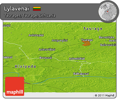 Physical Panoramic Map of Lylavėnai
