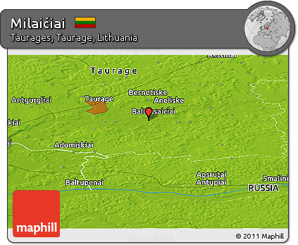 Physical Panoramic Map of Milaičiai