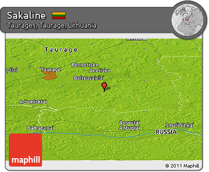 Physical Panoramic Map of Sakalinė