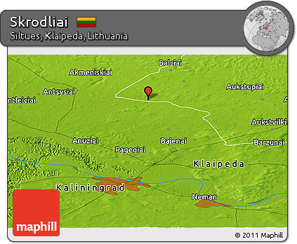 Physical Panoramic Map of Skrodliai