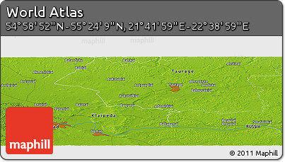 Physical Panoramic Map of the Area around 55° 11' 31" N, 22° 10' 29" E