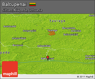 Physical Panoramic Map of Baltupėnai