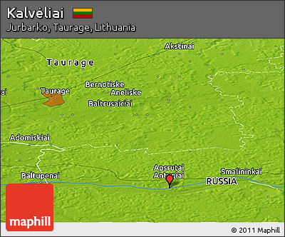 Physical Panoramic Map of Kalvėliai