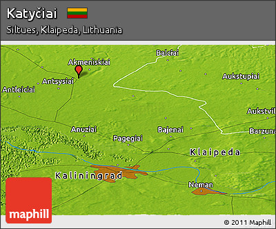 Physical Panoramic Map of Katyčiai