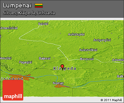 Physical Panoramic Map of Lumpėnai