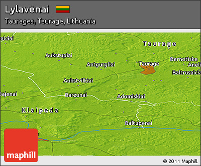 Physical Panoramic Map of Lylavėnai