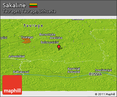 Physical Panoramic Map of Sakalinė