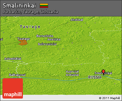 Physical Panoramic Map of Smalininkai
