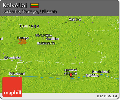 Physical Panoramic Map of Kalvėliai