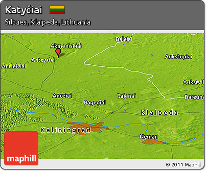 Physical Panoramic Map of Katyčiai