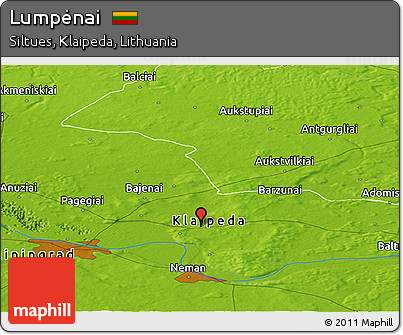 Physical Panoramic Map of Lumpėnai