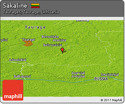 Physical Panoramic Map of Sakalinė