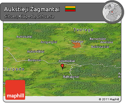 Satellite Panoramic Map of Aukštieji Žagmantai