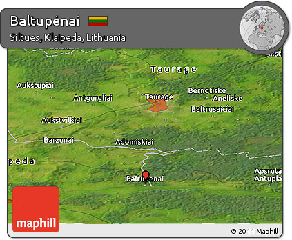 Satellite Panoramic Map of Baltupėnai
