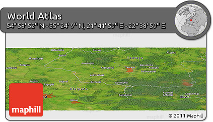Satellite Panoramic Map of the Area around 55° 11' 31" N, 22° 10' 29" E