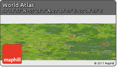 Satellite Panoramic Map of the Area around 55° 11' 31" N, 22° 10' 29" E