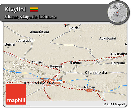 Shaded Relief Panoramic Map of Kivyliai