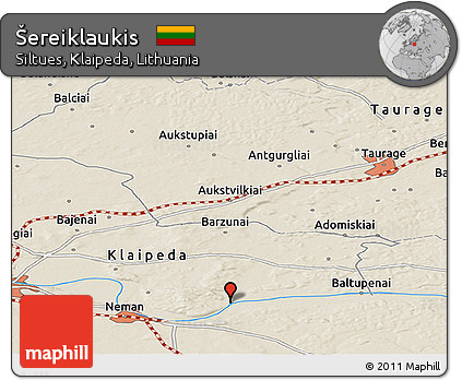 Shaded Relief Panoramic Map of Šereiklaukis
