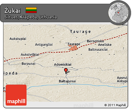 Shaded Relief Panoramic Map of Žukai
