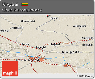 Shaded Relief Panoramic Map of Kivyliai