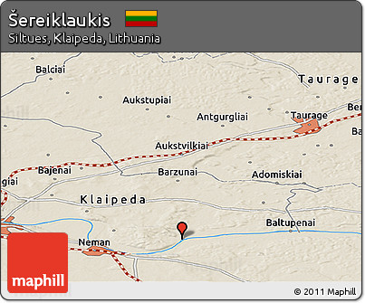 Shaded Relief Panoramic Map of Šereiklaukis