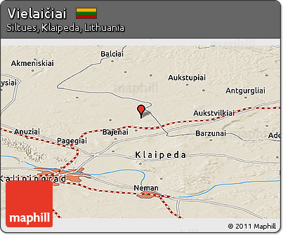 Shaded Relief Panoramic Map of Vielaičiai