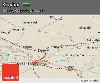 Shaded Relief Panoramic Map of Kivyliai