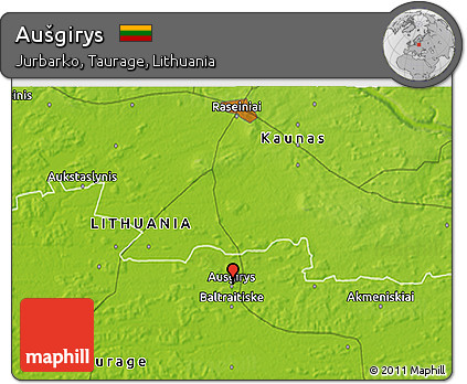 Physical 3D Map of Aušgirys