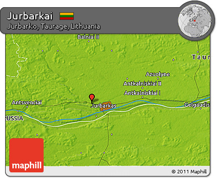 Physical 3D Map of Jurbarkai