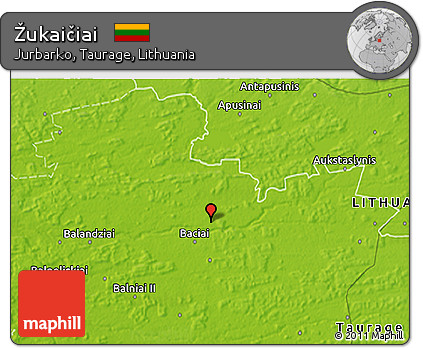 Physical 3D Map of Žukaičiai