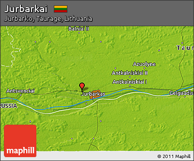 Physical 3D Map of Jurbarkai