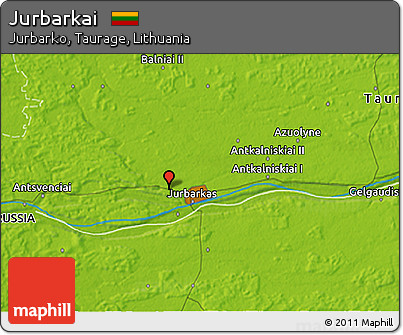 Physical 3D Map of Jurbarkai