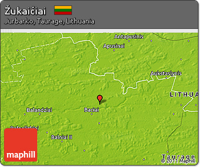 Physical 3D Map of Žukaičiai