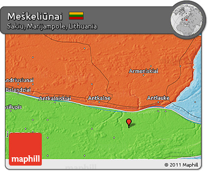 Political 3D Map of Meškeliūnai