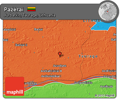 Political 3D Map of Pažėrai
