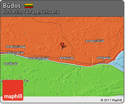 Political 3D Map of Būdos