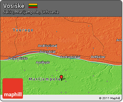 Political 3D Map of Vosiškė