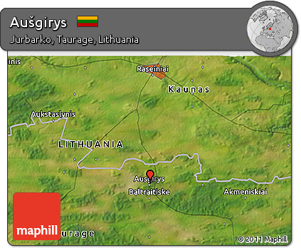 Satellite 3D Map of Aušgirys