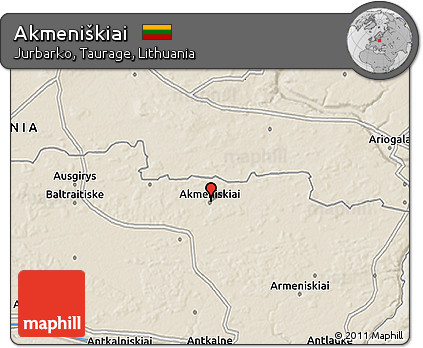 Shaded Relief 3D Map of Akmeniškiai
