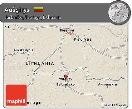 Shaded Relief 3D Map of Aušgirys