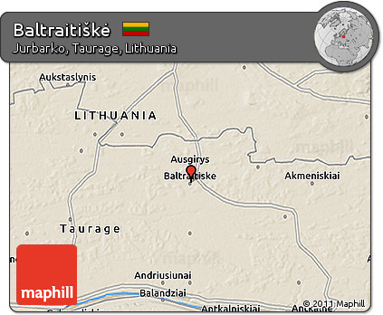 Shaded Relief 3D Map of Baltraitiškė