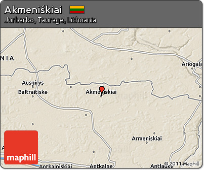 Shaded Relief 3D Map of Akmeniškiai