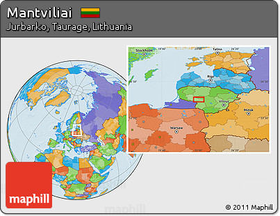 Political Location Map of Mantviliai