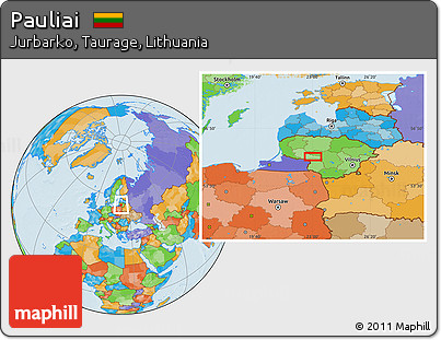 Political Location Map of Pauliai