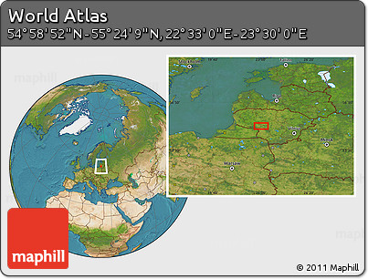 Satellite Location Map of the Area around 55° 11' 31" N, 23° 1' 29" E