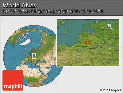 Satellite Location Map of the Area around 55° 11' 31" N, 23° 1' 29" E
