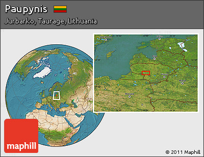 Satellite Location Map of Paupynis